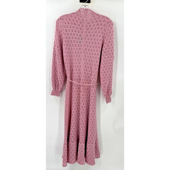Vintage RARE GORGEOUS Miss Joann California Knit Crochet Pink Split Sleeve "10" - Picture 9 of 13